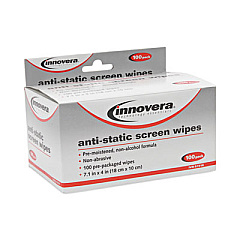 Innovera Antistatic Screen Cleaning Wipes, Cloth, 4.75, x 7.25, White, 100/Pack