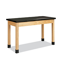 Diversified Woodcrafts Classroom Science Table, 60w x 24d x 30h, Black ChemGuard High Pressure Laminate (HPL) Top, Oak Base (P7602BK30N)