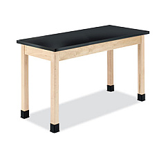 Diversified Woodcrafts Classroom Science Table, 54w x 24d x 36h, Black ChemGuard High Pressure Laminate (HPL) Top, Maple Base (P7202BM36N)