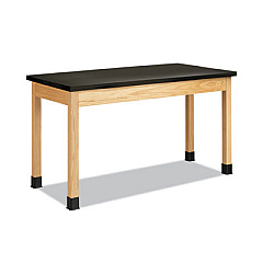 Diversified Woodcrafts Classroom Science Table, 60w x 30d x 36h, Black High Pressure Laminate (HPL) Top, Oak Base (P714LBBK36N)