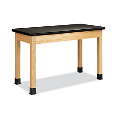 Diversified Woodcrafts Classroom Science Table, 48w x 24d x 30h, Black High Pressure Laminate (HPL) Top, Maple Base (P710LBBM30N)