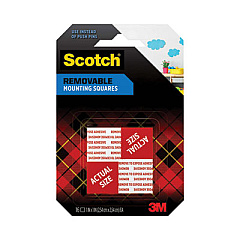 Scotch Precut Foam Mounting Squares, Removable, Double-Sided, Holds Up to 0.33 lb (2 Squares), 1 x 1, White, 16/Pack (108)