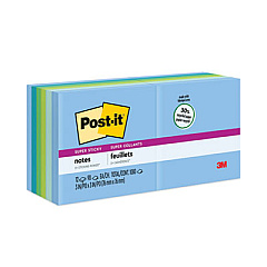 Post-it Notes Super Sticky Recycled Notes in Oasis Collection Colors, 3" x 3", 90 Sheets/Pad, 12 Pads/Pack (65412SST)