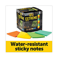 Post-it Extreme Notes Water-Resistant Self-Stick Notes, 3" x 3", Assorted Colors, 45 Sheets/Pad, 12 Pads/Pack (XTRM3312TRYX)