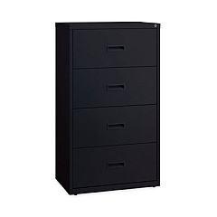 Hirsh Industries Lateral File Cabinet, 4 Letter/Legal/A4-Size File Drawers, Black, 30 x 18.62 x 52.5 (14957)
