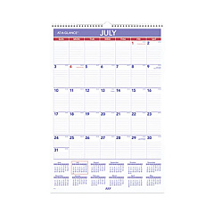 AT-A-GLANCE Academic Year Monthly Wall Calendar with Ruled Daily Blocks, 15.5 x 22.75, White Sheets, 12-Month (July to June): 2022-2023 (AY328)