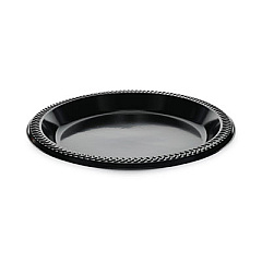 Pactiv Evergreen Prairieware Impact Plastic Dinnerware, Plate, 10.25" dia, Black, 500/Carton (PI10E)
