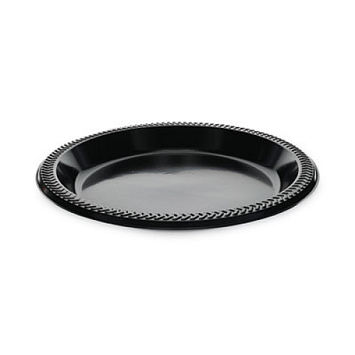Pactiv Evergreen Prairieware Impact Plastic Dinnerware, Plate, 10.25" dia, Black, 500/Carton (PI10E)