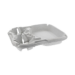 Pactiv Evergreen EarthChoice Carry-Safe Beverage Carrier, Two-Cup Carrier with Food Tray, 8 oz to 46 oz, Natural, 100/Carton (YM527651)