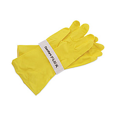Boardwalk Flock-Lined Latex Cleaning Gloves, Large, Yellow, 12 Pairs (BWK242L)