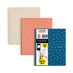 Five Star Style Wirebound Notebook, 1 Subject, Medium/College Rule, Assorted Geometrics Covers, 11 x 8.5, 100 Sheets, 3/Pack (6348)