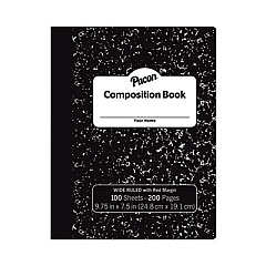 Pacon Composition Book, Wide/Legal Rule, Black Cover, 9.75 x 7.5, 15 lb Bond Paper Stock, 100 Sheets (PMMK37101)