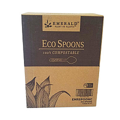 Emerald Plant to Plastic Compostable Cutlery, Spoon, White, 1,000/Carton (PME01140)