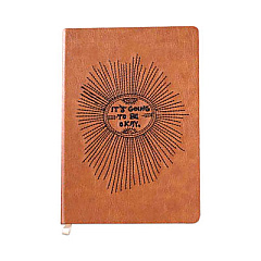 Denik Embroidered Vegan-Leather Layflat Flexible Cover Journal, It's Going to Be Okay, College Rule, Brown/Black,8 x 5.5, 72 Sheets (AHBC1009L)