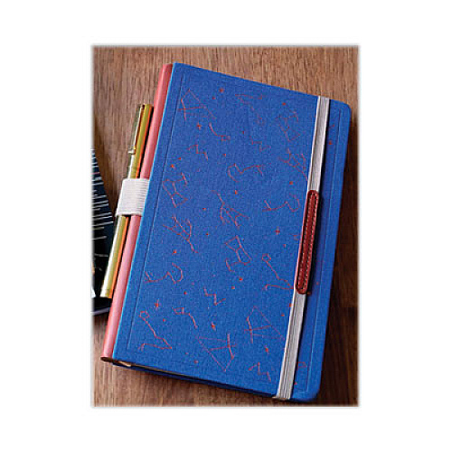 Denik Core Collection Embroidered Canvas Layflat Hardbound Journal, Constellation, College Rule, Blue/Red/Orange, 8 x 5, 96 Sheets (CORE573KL)