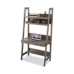 Homenations Barrington 36" Ladder PC Desk, 36" x 21" x 72", Washed Gray (SHOF2620)