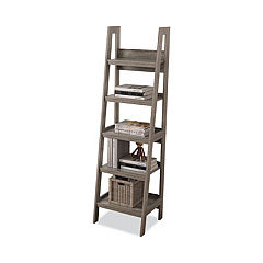 Homenations Barrington Ladder Bookcase, Five-Shelf, 20.5w x 18d x 72h, Washed Gray (SHOF2621)