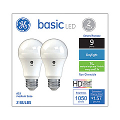 GE Basic LED Bulbs, A21, 13 W, Daylight, 2/Pack (37019)