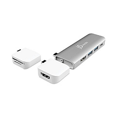 j5create UltraDrive USB-C Dual Display Modular Minidock, Silver (JCD387)