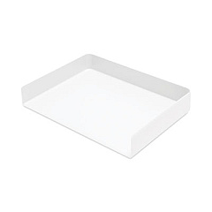 Poppin Landscape Stackable Letter Trays, 1 Section, Letter Size Files, 12.5" x 9.75" x 2", White (107723)