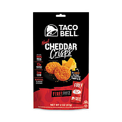 Taco Bell Cheddar Crisps. Fire Sauce Flavor, 2 oz Bag, 9/Box (43817)