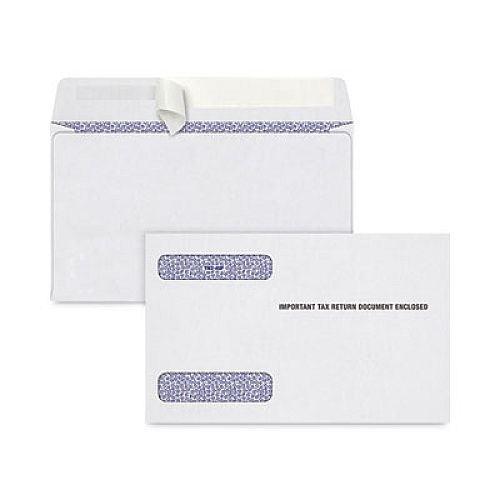 TOPS W-2 Four-Down Self-Seal Security Tinted Double Window Envelope, Square Flap, Self-Adhesive Closure, 5.63 x 9, White, 200/Pack (7987PSS)