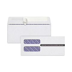 TOPS 1099 Self-Seal Security Tinted Double Window Envelope, Square Flap, Self-Adhesive Closure, 3.75 x 8.5, White, 100/Pack (S10993PS)