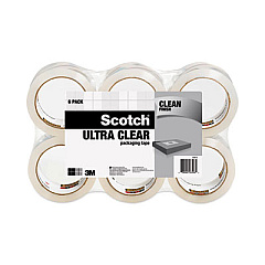 Scotch Ultra Clear Packaging Tape, 3" Core, 1.88" x 54.6 yds, 6/Pack (32506)
