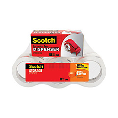 Scotch Storage Tape with DP300 Dispenser, 3" Core, 1.88" x 54.6 yds, Clear, 6/Pack (36506DP3)