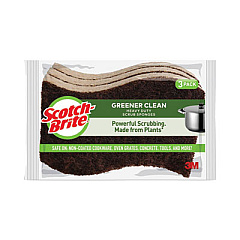 Scotch-Brite Greener Clean Heavy-Duty Scrub Sponge, 4.5 x 2.7, 0.6" Thick, Light Brown, 3/Pack (87033)