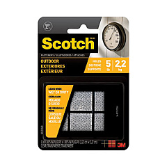 Scotch Outdoor Fasteners, 0.88" x 0.88", Clear, 6/Pack (RFLD7020)