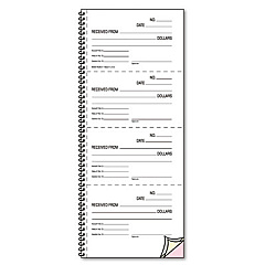 Rediform Money and Rent Unnumbered Receipt Book, Two-Part Carbonless, 5.5 x 2.75, 4/Page, 500 Forms (23L117)