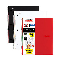Five Star Wirebound Notebook, 1 Subject, Medium/College Rule, Randomly Assorted Covers, 11 x 8.5, 100 Sheets, 3/Pack (73055)