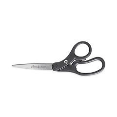 Westcott KleenEarth Basic Plastic Handle Scissors, 8" Long, 3.1" Cut Length, Black Offset Handle (15584)