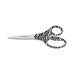 Fiskars Performance Designer Zebra Scissors, 8" Long, 1.75" Cut Length, Black/White Straight Handle (1535821002)