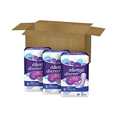 Always Discreet Sensitive Bladder Protection Pads, Heavy Absorbency, Long, 39/Pack, 3 Packs/Carton (92729)