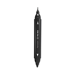 TRU RED Permanent Marker, Pen-Style Twin-Tip, Extra-Fine/Fine Bullet/Needle Tips, Black, Dozen (24417741)