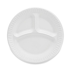 Dart Concorde Non-Laminated Foam Plate, 3-Compartment, 9" dia, 125/Pack, 4 Packs/Carton (9CPWC)
