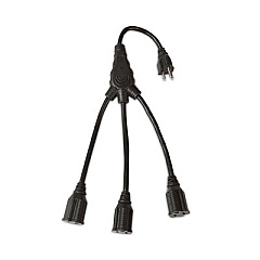 RCA Three-Outlet Cord Splitter, 18", 13 A, Black (PEXTSQ318ZV)