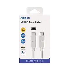 JENSEN USB-C 3.1 Type-C, 5 Gbps, 3 ft, White (JU832CC3V)