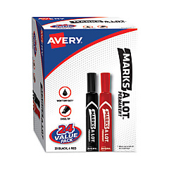 Avery MARKS A LOT Large Desk-Style Permanent Marker Value Pack, Broad Chisel Tip, Assorted Colors, 24/Set (98088)