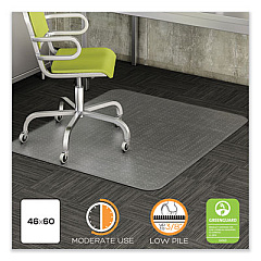 deflecto DuraMat Moderate Use Chair Mat, Low Pile Carpet, Roll, 46 x 60, Rectangle, Clear (CM13443FCOM)