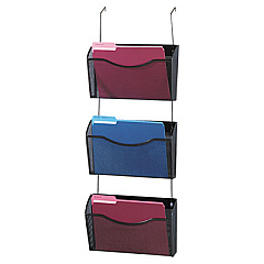Rolodex Mesh Three-Pack Wall Files, 3 Sections, Letter Size, 14" x 6.63" x 33.5", Black, 3/Pack (21961)
