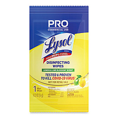 LYSOL Brand Professional Disinfecting Wipe Single Count Packet, 6 x 7, Lemon and Lime Blossom, 300 Packets/Carton (99860CT)