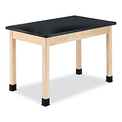 Diversified Woodcrafts Classroom Science Table, 60w x 24d x 30h, Black ChemGuard High Pressure Laminate (HPL) Top, Maple Base (P7602BM30N)