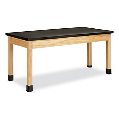 Diversified Woodcrafts Classroom Science Table, 72w x 24d x 30h, Black Epoxy Resin Top, Oak Base (P7306K30N)