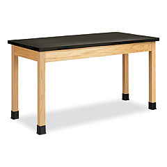 Diversified Woodcrafts Classroom Science Table, 60w x 30d x 36h, Black Epoxy Resin Top, Oak Base (P7146K36N)