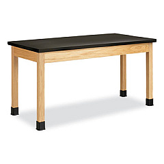 Diversified Woodcrafts Classroom Science Table, 60w x 30d x 30h, Black Epoxy Resin Top, Oak Base (P7146K30N)
