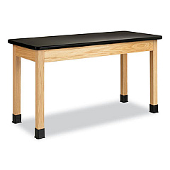 Diversified Woodcrafts Classroom Science Table, 54w x 24d x 36h, Black High Pressure Laminate (HPL) Top, Oak Base (P720LBBK36N)