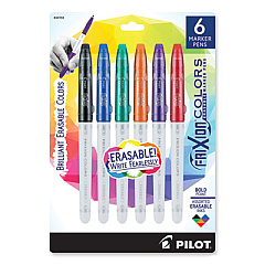 Pilot FriXion Colors Erasable Porous Point Pen, Stick, Bold 2.5 mm, Six Assorted Ink Colors, White Barrel, 6/Pack (44153)